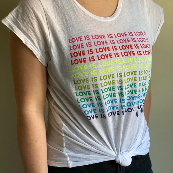 Express Tops - Express “Love is Love” White Graphic T-Shirt